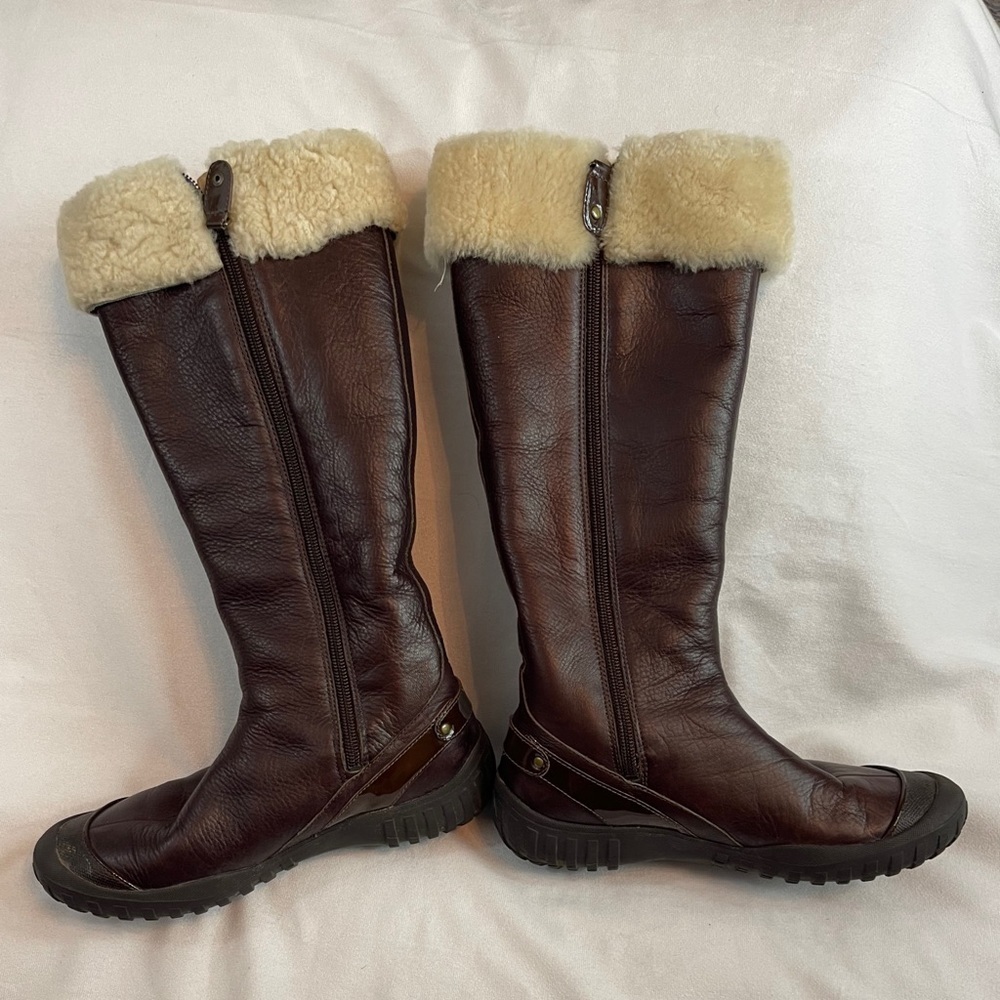 Cole Haan Air JOA Shearling  Brown Leather Boots Size: 5.5 B